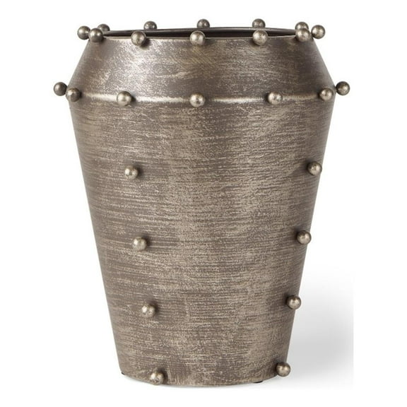 Mercana Elio 9.1H Small Champagne Metal W/Studs Vase in Sage