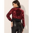 thumbnail image 4 of Chaqueta De Lentejuelas Tipo Aviador Con Cremallera En La Parte Delantera Con Purpurina Brillante Para Mujer Negro rojo XL, 4 of 6