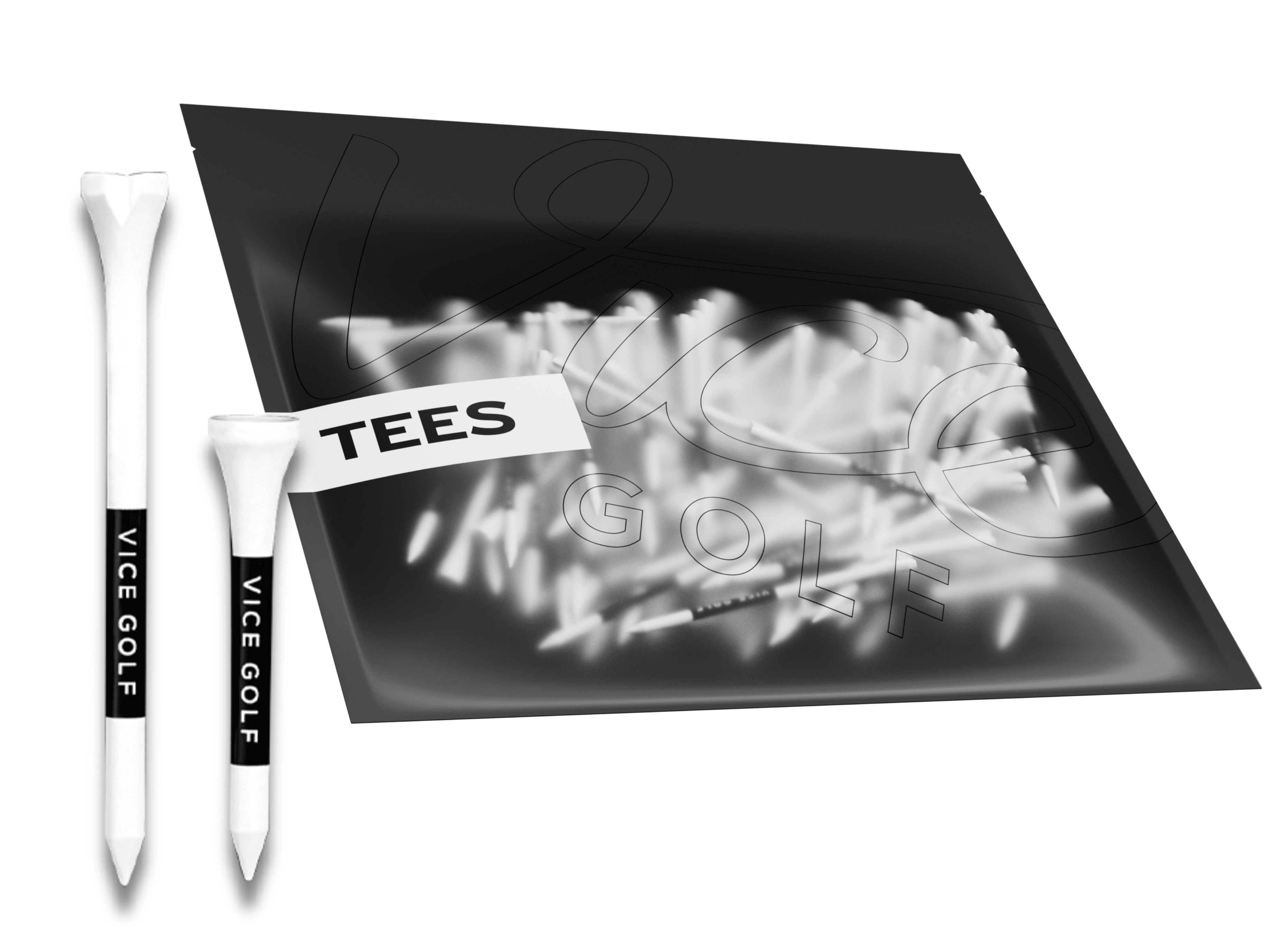 (2 pack) Vice Golf Bamboo Tees 75 Pieces Pack, Color White (60- 3.3 inch Length and 15- 2.1 inch Length)