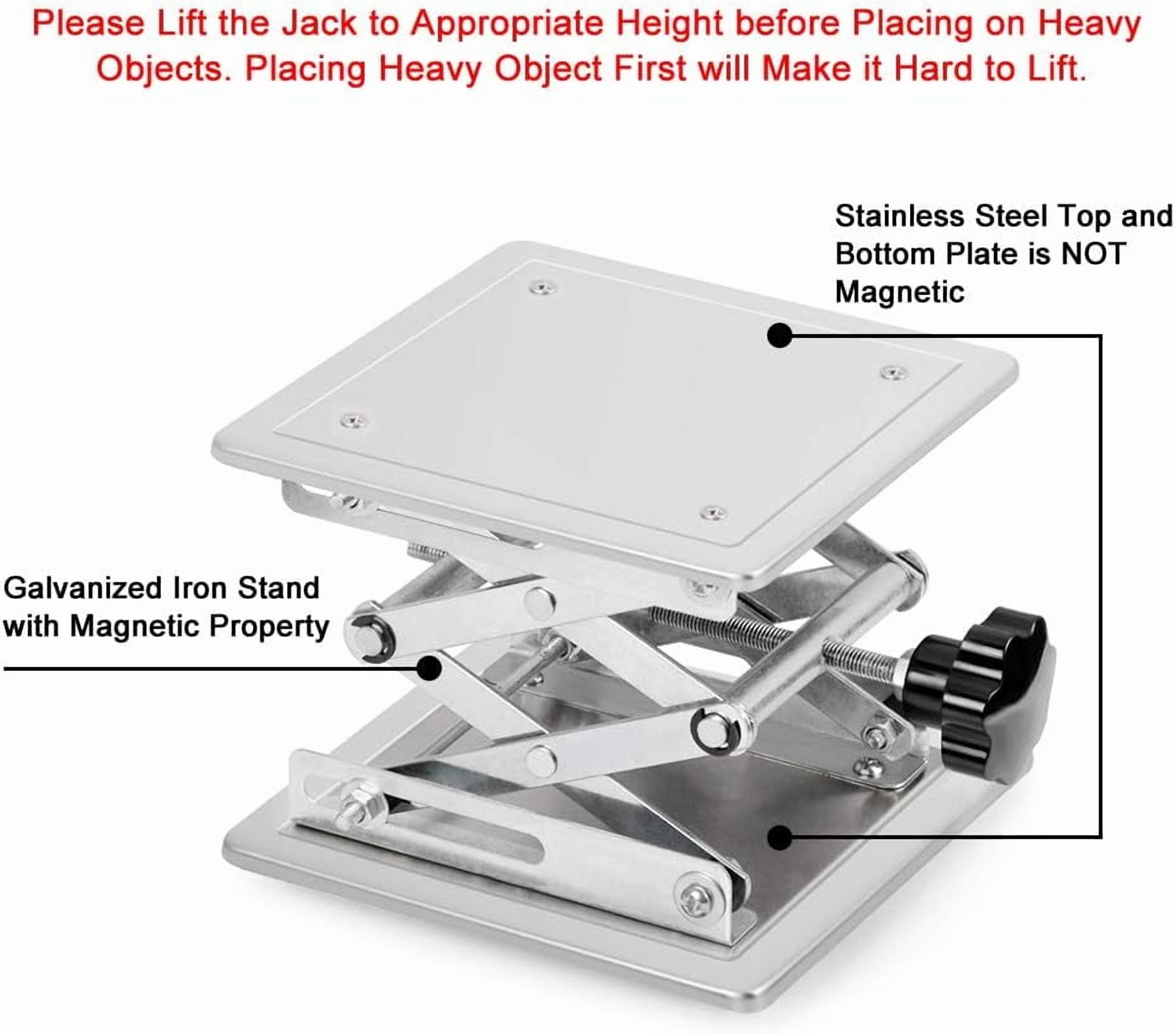 StonyLab Manual Laboratory Scissor Jack, Stainless Steel, 8"x8" Adjustable Lift Platform for Lab Equipment
