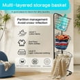 thumbnail image 3 of 14.17"Lx12"Wx48.43"H Laundry Basket with Wheels, 3-Layer Wire Laundry Hamper with Handle Laundry Storage Cart Rolling Hamper with Removable Basket for Dividing Dirty Clothes Black, 3 of 11