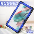 thumbnail image 4 of Dteck Heavy Case for Samsung Galaxy Tab A8 10.5 inch 2022 Tablet SM-X200/X205/207 with Built-in Screen Protector, Rugged Shockproof Kickstand Case with Shoulder Strap / Rotate Hand Strap,Black + Blue, 4 of 6