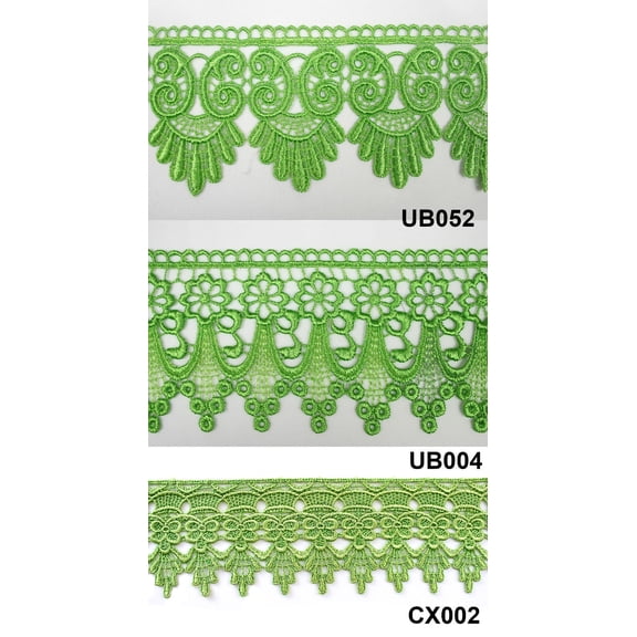 3" Lime Green Embroidered Venice Lace Trim Floral Guipure Trimming By Yard