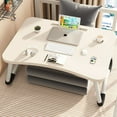 thumbnail image 2 of RETON Foldable Laptop Lap Desk, Portable Lap Standing Desk for Reading and Writing, Adjustable Tray Table for Kids, Notebook Computer Stand for Bed Couch Sofa Floor, White, 2 of 5