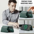 thumbnail image 4 of Decase for Samsung Galaxy S25+ Magnetic Case, Detachable Leather Wallet Case with Card Holder Slots,RFID Blocking Hybrid Back Cover,Wireless Charging Support,Shockproof Protective Cover,Green, 4 of 10