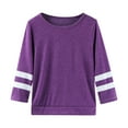 thumbnail image 6 of nsendm Girls Casual Long Sleeve T Shirts Kids Loose Soft Striped Color Block Tunic Tops, Tees Blouses Size 4-15 Years Purple 10-11 Years, 6 of 6