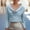Light Blue, variant on Womens Clothes Solid Pile Up Collar Long Sleeve Button Shirt, Casual Loose Layered Top, Soft Cozy Blouse with Stacked Collar Design Blouses for Women Casual