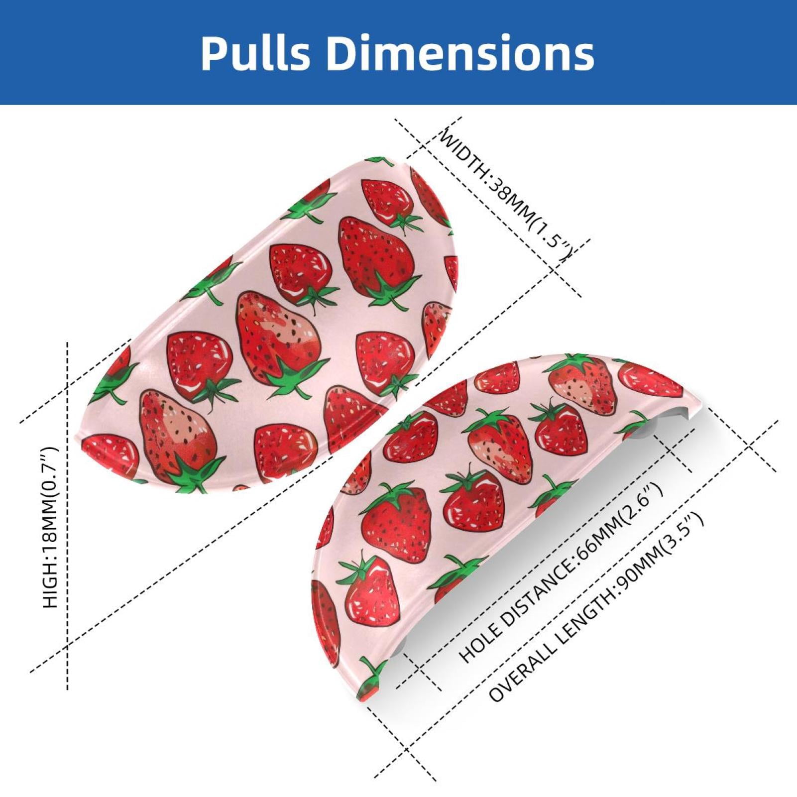 PhooArto 6 Pcs Cup Drawer Pulls, Pink Strawberries Pattern Shell Shape Handles Cabinet Knobs for Dresser Cupboard Closet Wardrobe with Screws