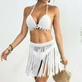 thumbnail image 2 of Sentmoon Two Piece Swimsuit for Women Bikini Tops for Women Large Bust and Swim Skirts for Women Tummy Control Oversized Swim Suit High Cut Solid Color Bathing Suit Hawaii White Free Size, 2 of 6