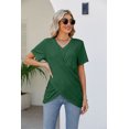 thumbnail image 3 of Camiseta plisada con nudo retorcido para mujer, Jersey Irregular con cuello en V, Tops de manga corta, camisetas informales de Color sólido para mujer, novedad de verano, 3 of 5