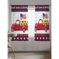 thumbnail image 5 of Sheer Curtains 63 Inch Length, Independence Day Semi Sheer Curtains Light Filtering Window Treatment, Red Truck Flag Sunflowers Wooden Grain Privacy Voile Drapes for Living Room Bedroom 52x63 Inch, 5 of 7