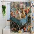 thumbnail image 3 of Easter Bunny Small Stall Shower Curtain, Waterproof Shower Curtains for Bathroom, Rabbits Spring Flowers Eggs Country Vintage Washable Fabric Bath Curtain for Bathtub with Hooks 36x72 Inches, 3 of 9