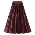 thumbnail image 3 of DuoJiaJ Summer High Waist Glossy Pleated Midi Skirt Slimming Flowy Long Skirt With Shiny Finish For Casual And Dressy Occasions A Line Skirts Women Red One Size, 3 of 3