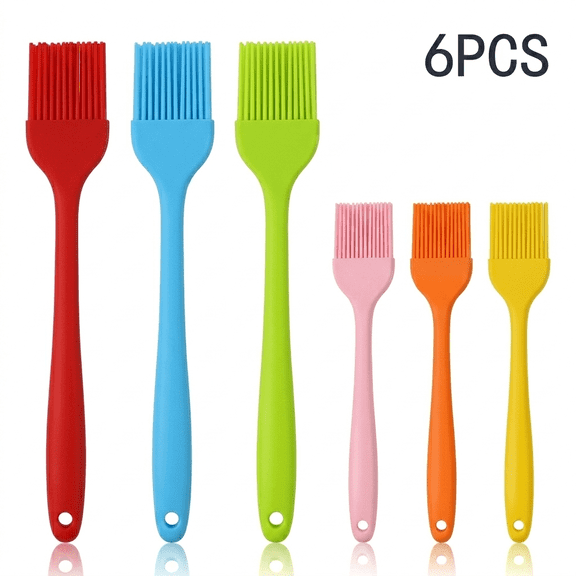 Hugrose 6Pcs Silicone Basting Brush Set, Multi Size & Multi Color Heat Resistant Pastry Brush, Flexible Food Oil Spreaders for BBQ Grilling Baking Home Kitchen Use