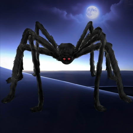 4.9 Ft Giant Spider Halloween Outdoor Decorations,Hairy Black Spide,Scary Spider Fake Large Haunted House Props,for Halloween Outside Party Decorations Props Yard Lawn Decorations Indoor ,Black