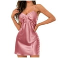 thumbnail image 2 of Elainilye Fashion Women's Sleepwear Casual Sleeveless V Neck Dress Homewear Slip Short Sleeshirts Nighties Pajamas,Pink, 2 of 6
