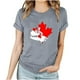thumbnail image 1 of Camisetas de Manga Corta para Mujeres Canadá Día Hoja de Arce Impresión Básica de Verano Tee, Cuello Redondo Camiseta Casual, 1 of 3