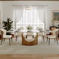 thumbnail image 5 of POVISON Modern Dining Chair Wingback Side Chair (Set of 4), PU Leather Upholstery,Carbon Steel Legs, Brown, Fully Assemble, 5 of 13
