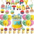 thumbnail image 2 of Adornos de pastel de Bob Esponja de dibujos animados, tema Bob, decoración de pastel amarillo para Baby Shower, decoraciones de bandera de pastel de fiesta de cumpleaños para niños y niñas, 2 of 5