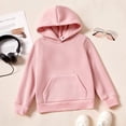 thumbnail image 3 of PatPat Kid Boys Girls Hoodies Pullover Fleece Solid Color Sweatshirt with Pocket Top Size 4-14, 3 of 9