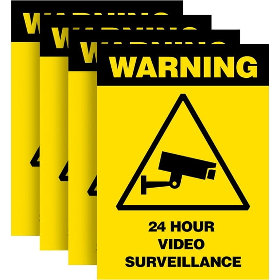 4 PCS 5 * 7 IN 24 Hour Video Surveillance Sign Stickers- Weather, Scratch, Water & Fade Resistance Premium Self-Adhesive Vinyl You are on Camera Home Security Signs