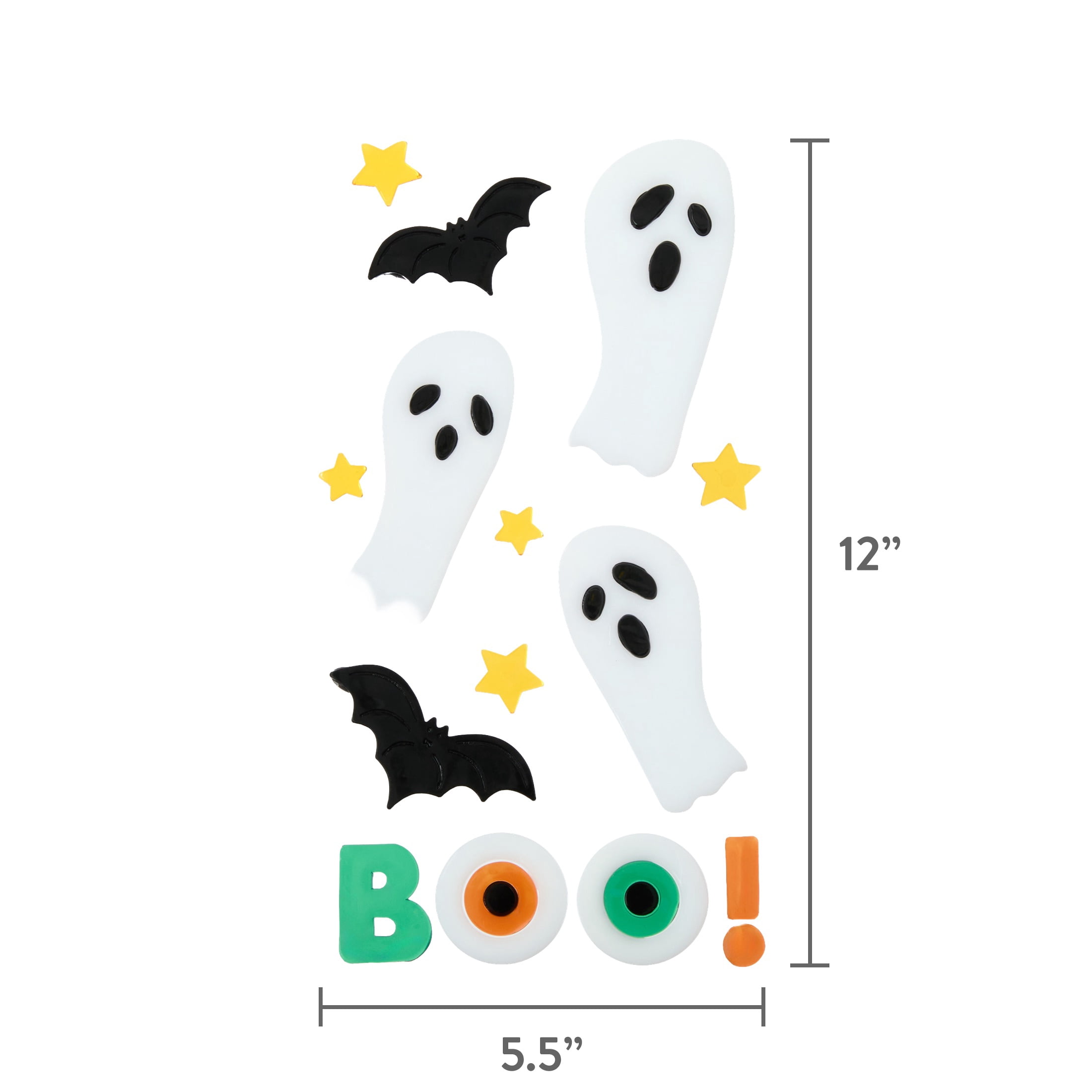 Bats and Ghosts Gel Clings, Black and White, 5.5" x 12.1", Halloween by Way To Celebrate