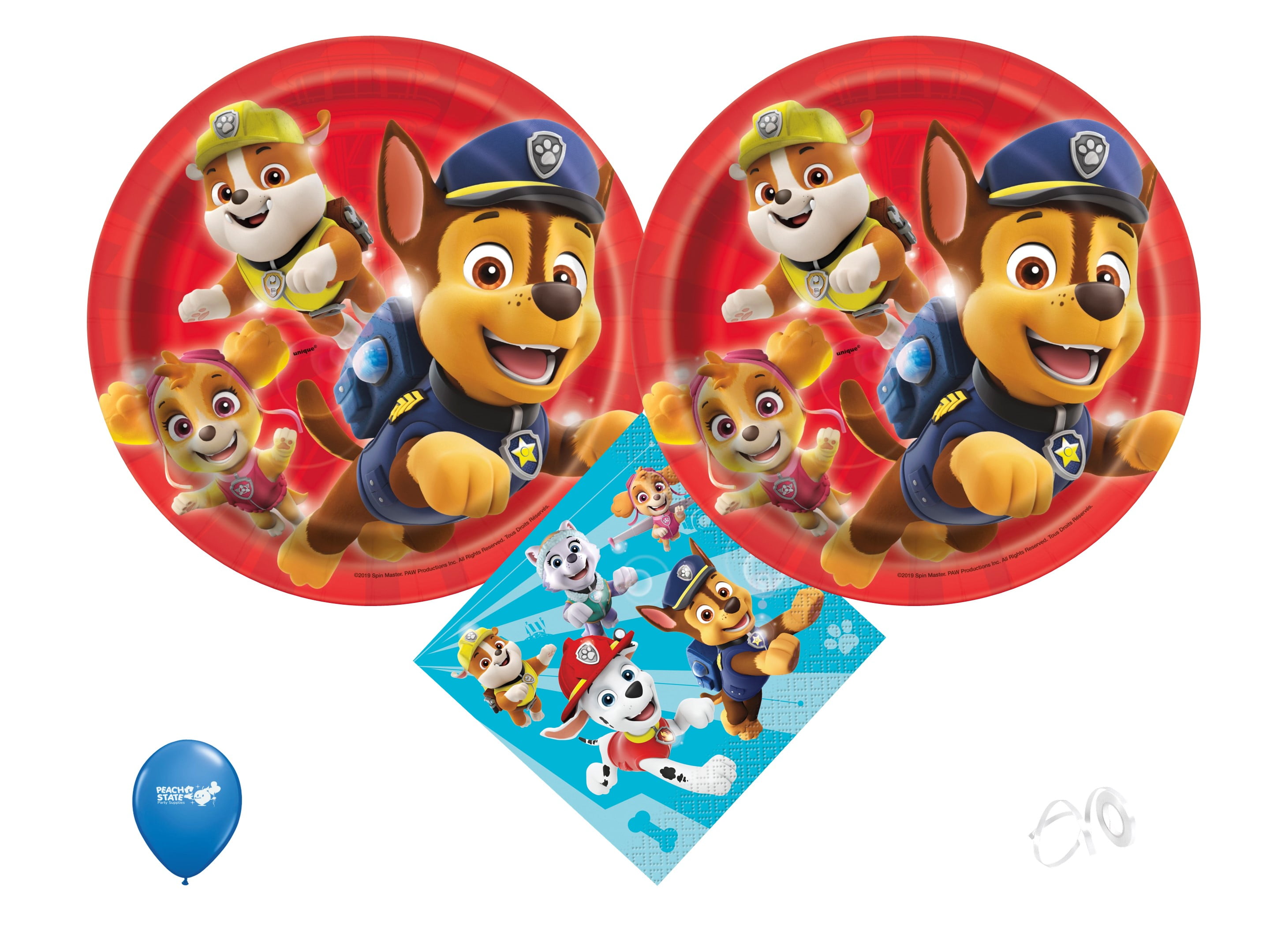 Paw Patrol Party Supplies - Serves 16 - Plates (9)- Napkins- Cups- Paw  Straws - Disposable Kids Birthday Dinnerware Bundle with decorative design  - CH18SLSS47E