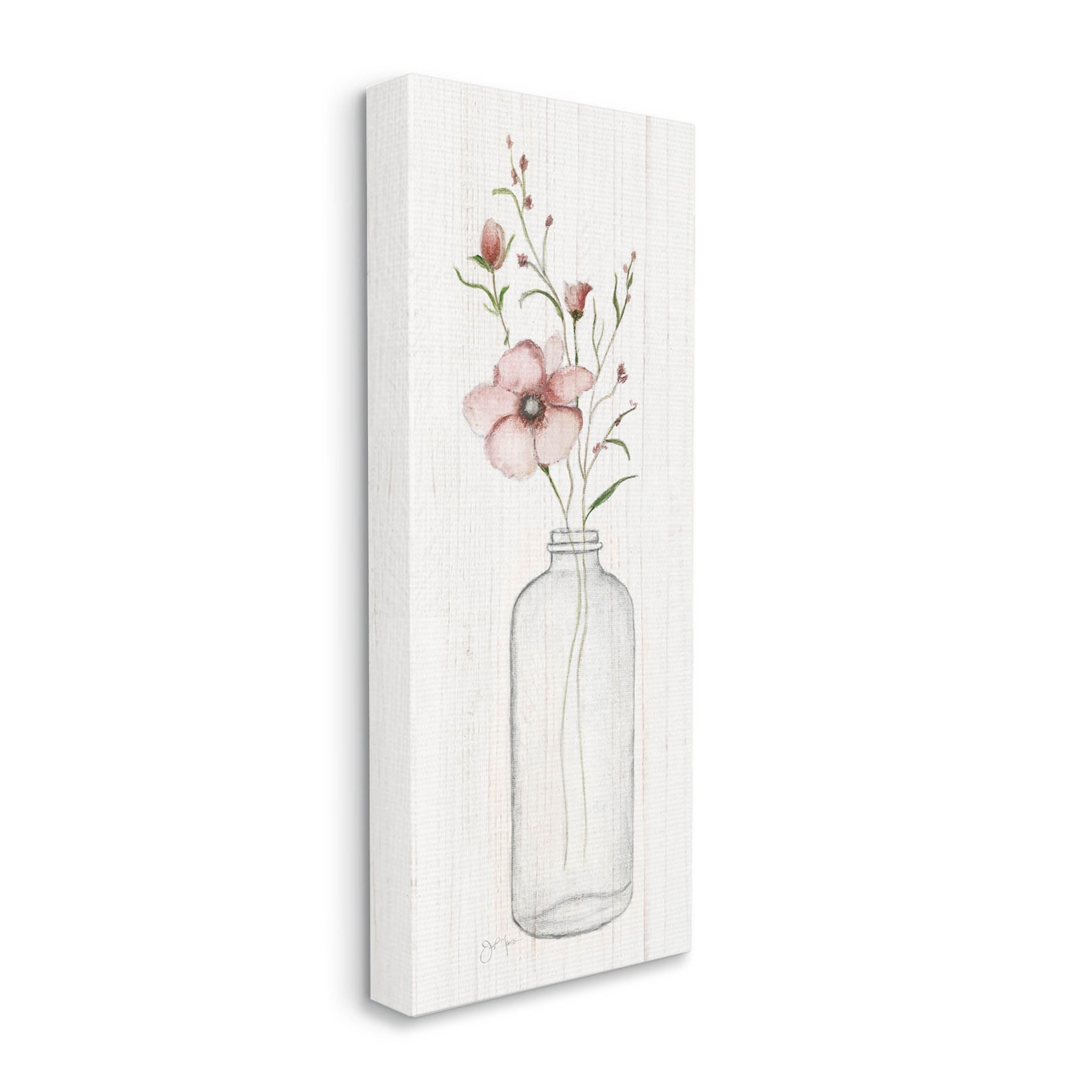 Pink Flower Buds Vase Arrangement Botanical & Floral Graphic Art Gallery Wrapped Canvas Print Wall Art