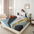 thumbnail image 4 of jejeloiu Vintage Geometric Design Bed Sheets,Abstract Triangle Print King Sheets For Adult 4pcs, 4 of 7
