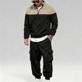 thumbnail image 5 of YueHuiYing Men's Hooded Athletic Tracksuit Sweatsuit Long Sleeve Full-Zip Jogging Sweatpants 2 Piece Patchwork Sportsuits, 5 of 8