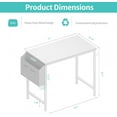 thumbnail image 5 of CFSmall White Desk for Small Spaces, 32 Inch Kids Girls Study Writing Desks for Bedroom, Simple Modern Laptop PC Little Side Table with Storage Bag Headphone Hook, White, 5 of 7