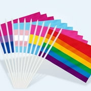Anley LGBT Mini Flag 12 Pack - Hand Held Rainbow, Transgender, Bisexual and Pansexual Flags