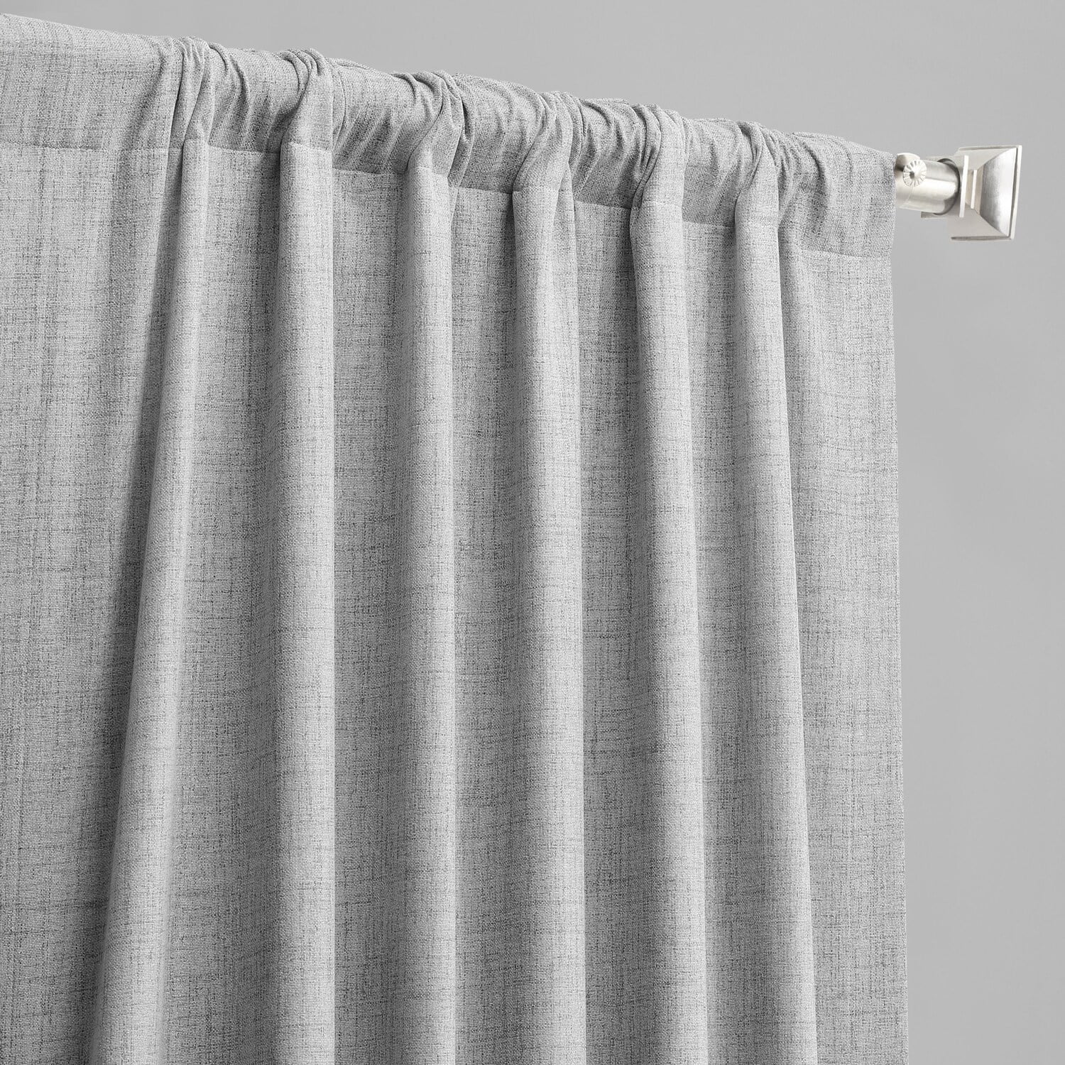 Millennial Grey Vintage Thermal Cross Linen Weave Blackout Curtain (1 Panel), Millennial Grey, 50W X 84L