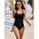 thumbnail image 4 of Traje de baño de mujer con control de abdomen y fruncido con cuello halter, 4 of 5