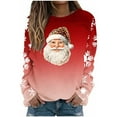 thumbnail image 2 of UPPADA Merry Christmas Sweatshirts for Womens Funny Letter Print Christmas Shirts Funny Santa Print Graphic Tee Casual Long Sleeve Blouse Tops top gifts Red,L, 2 of 5