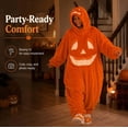 thumbnail image 7 of Frostluinai Halloween Pumpkin Jack-O'-Lantern Hooded Cozy Onesie Adult Long Sleeve Full-Body Wearable Blanket Pajamas Loungewear, 7 of 7
