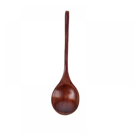 

Wenasi Japanese Style Nanmu Spoon Solid Wood Tableware Log Wooden Spoon Portable round Lipstick Black Handle Small Spoon