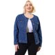 thumbnail image 1 of Women's Plus Size Long Sleeves Collarless Denim Jacket Navy Blue 3X, 1 of 6
