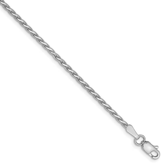 14k White Gold 1.9mm Round Diamond-Cut Wheat Chain