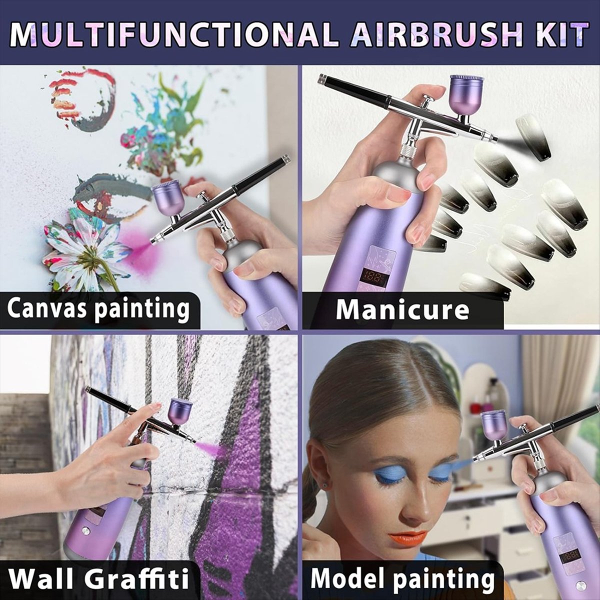 Airbrush Kit for Nails 32PSI Air Brush Kit with Air Compressor Cordless Airbrush Machine for Makeup,Painting,Model