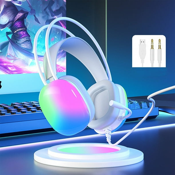 Auriculares con sonido envolvente 7.1, auriculares para juegos con cable, iluminación RGB, interfaz USB y micrófono desmontable para una experiencia de juego mejorada.
