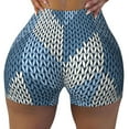 thumbnail image 2 of Picia Cozy Knitted Blue Chevron Printed Workout Shorts for Women Seamless Scrunch Butt Lifting High Waisted Yoga Gym Booty Running Moisture-wicking Short Pants-Small, 2 of 9