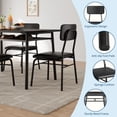 thumbnail image 3 of Mesa de comedor para 2 con estante de almacenamiento, mesa pequeña para cocina con marco de metal, mesa cuadrada con 2 sillas tapizadas, juego de comedor de 3 piezas para espacio pequeño, 3 of 7