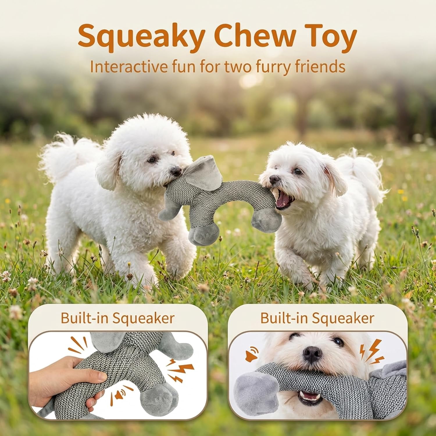 2-Pack Linen Dog Chew Toys - Safari Companions Animal Shaped Natural Linen Chew Toys for Teething Puppies & Small Breed Dogs-yj