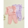 thumbnail image 3 of BemeyourBBs Auntie's Little Bestie Baby Girl Clothes Toddler Girls Spring Fall Winter Outfits Long Sleeve Letter Sweatshirt Pants Set, 3 of 9