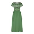 thumbnail image 5 of Meichang Robes Fluides en Coton et Lin pour Femmes, Manches Courtes, Col Rond, Coupe Ample, Robes Midi d'Été, Imprimé Rétro, Longues Robes Décontractées, Robes en Lin pour Femmes 2024 Vert P, 5 of 5
