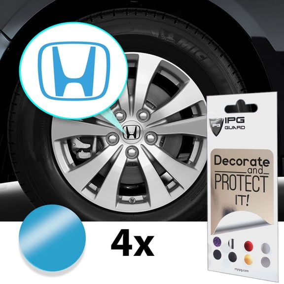 IPG Compatible with S2000 Pilot CRZ OEM Logo Center Cap Overlay Wheel Tire Decals Stickers (Logo: 2.5" / Center Cap:3")(4 Units) Carbon Fiber Cover Wrap Skin Your Vehicle (Light Blue)