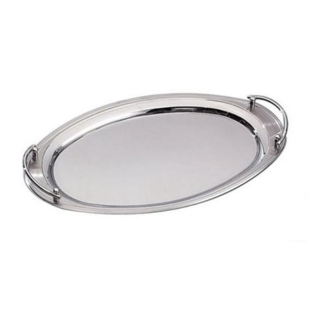 

Leeber 73028 Elegance Oval Stainless Steel Tray with Handles 22 x 13 in.