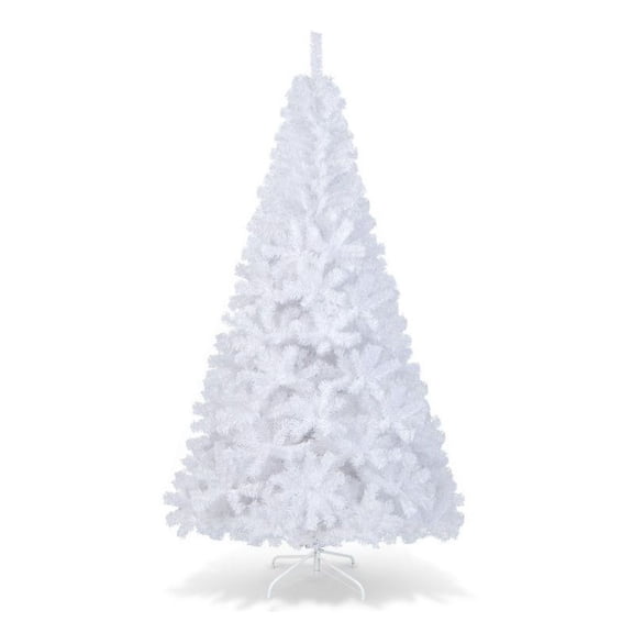 FASCK 5/6/7/8ft White Christmas Tree with Solid Metal Legs, Multi-Size Artificial Xmas Tree for Modern Home Office Decoration