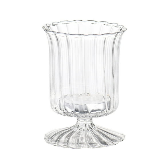 BINGLI Pedestal Glass Vase for Flowers, 3.35in Tall Compote Vase, Crystal Clear Vases for Centerpieces, Ribbed Decorative Vases for Home Decor, Cute Footed Urn for Living Room Decorations